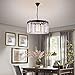 Maxax Modern Contemporary Crystal Chandeliers, 5 Lights Adjustable Hanging Pendant 2-Tier, Chandeliers Ceiling Light Fixture, E12 Base, for Dining Room, Living Room, Bedroom, Girls Room, Black