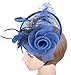 Womens Fascinators Hat with Headband Navy Blue