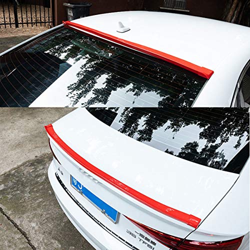 COOL·CAR 4.9ft (150cm) Universal Glossy red Trunk Spoiler Lip Kit Car Rear Spoiler Exterior Rear Spoiler Kit Universal Fits for Most Cars Punch-Free Installation (Bright red )