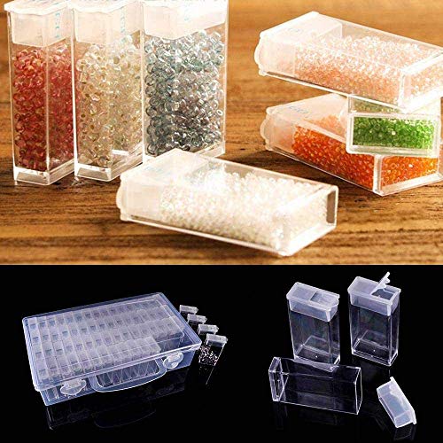 Aovlo 64 Grids Acrylic Jewelry Storage Box Embroidery Storage Case Plastic Box Organizer Medicine Case Diamond Painting Accessories Tools, Transparent Empty Nail Art Tip Storage Container Case