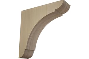 Ekena Millwork BKTW01X06X06OLRW Small Olympic Wood Wood Brackets,'1.75 Wx6 Dx6 H Inch' , Rubberwood