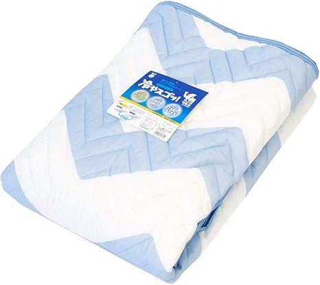 Amazon 東京西川 冷感 敷きパッド クイーン 冷やスゴッ 夏 ひんやり 洗える シェブロン ブルー 抗菌 防臭 さらさら かわいい おしゃれ 160 5cm ベッドパッド 敷きパッド オンライン通販