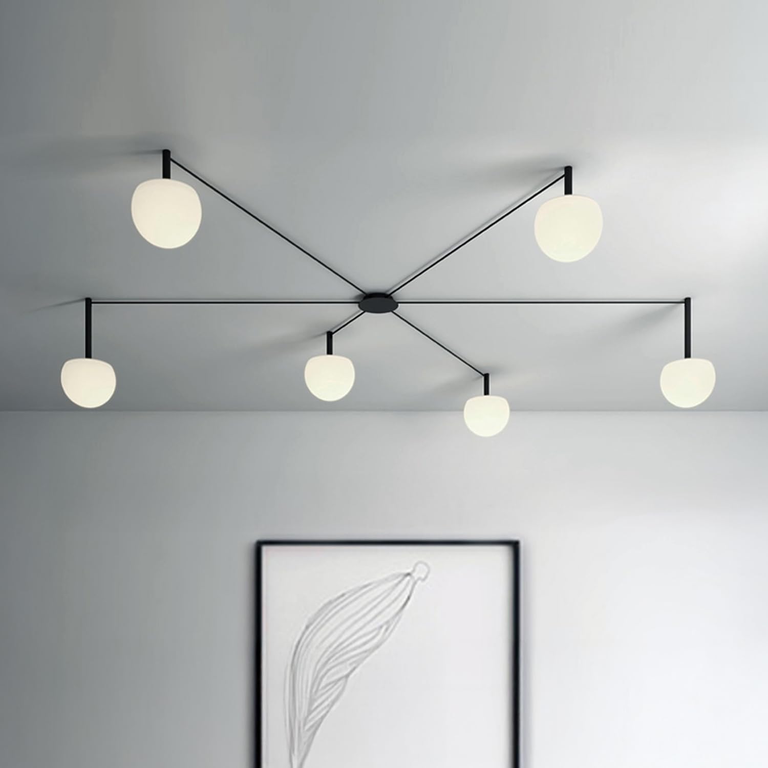 Photo 1 of LINDUGUYI 6-Light Black Glass semi Embedded Ceiling Light Suitable for Living Rooms, bedrooms, corridors, Dining Rooms, Dining Rooms, Bubble Ball Ceiling Light (DIY Design is Available)