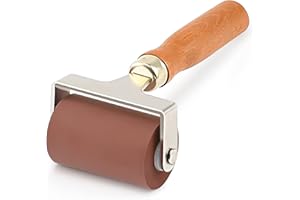 YORWE Soft Rubber Roller, Brayer Ideal for Anti Skid Tape Construction Tools, Print, Ink and Stamping Tools(2.5-Inch, Brown)