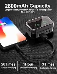 AMINY Bluetooth 5.0 auriculares inalámbricos con control táctil inalámbrico Bluetooth auriculares con 86H tiempo de reproducción graves profundos estéreo sonido 33 pies alcance Bluetooth perfecto portátil funda de carga, micrófono integrado
