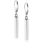 LANCHARMED 925 Sterling Silver Bar Dangle Drop Earrings for Women, 14K Gold French Style Leverback Dangle Drop Earrings, Hypoallergenic Jewelry