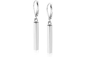 LANCHARMED 925 Sterling Silver Bar Dangle Drop Earrings for Women, 14K Gold French Style Leverback Dangle Drop Earrings for Girls Hypoallergenic Jewelry Gift