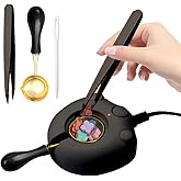 Electric Wax Seal Warmer, Black Wax Seal Kit with Spoon and Tweezers Great Tool for DIY Wax Seals, Wax Seal Stamp and Melting Wax Seal Sticks Sealing Wax Beads (Black)