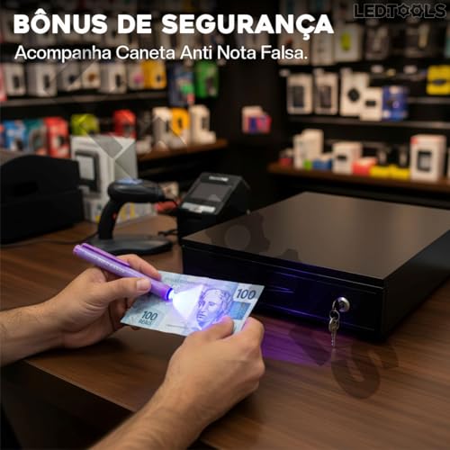 Caixa de Dinheiro Gaveta Registradora Preta Noteiro Moedeiro Abertura Automática e Manual com Chave Reforçada