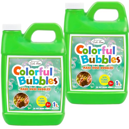 Lulu Home 2 Packs Bubble Concentrated Solution, 1 L/ 33.8 OZ Bubble Refill Solution for Kids Bubble Machine, Giant Bubble Wand, Bubble Blower Toys, Birthday Party Favors (Green Bottle), 778-G