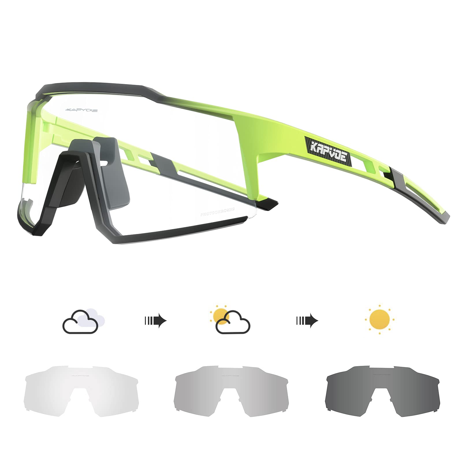 KAPVOE Photochromic Cycling Glasses Tr90 Frame For Men Women Clear Sports Sunglasses Mountain Bike Glasses Transparent MTB Bicycle Goggles Running 07