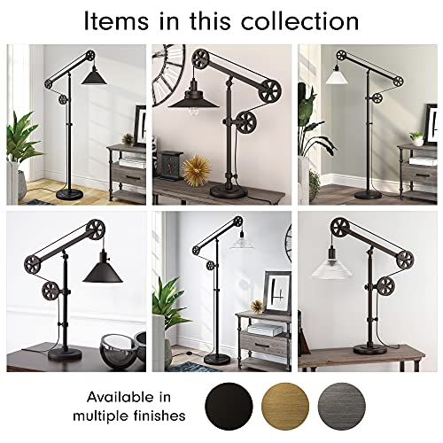 Henn&Hart 29" Tall Pulley System Table Lamp with Ribbed Glass Shade in