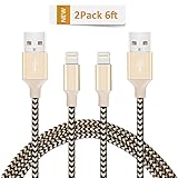 Novtech iPhone Charger 2Pcs 6FT Nylon Braided Lightning to USB Sync & Charging Cable Cord Compatible with iPhone 7 7Plus 6s 6Plus 5s 5c 5 SE, iPad Pro, Air 2, iPad mini 4 3 2, iPod-Black and Gold