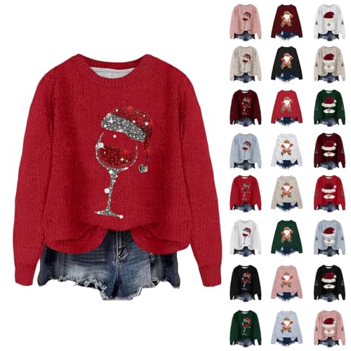 Christmas Sweater for Women Ladies Christmas Sweatshirts Tree Print Graphics Pullover Claus Xmas Shirt Holiday Long Sleeve Tops Ladies Roll Neck Jumper