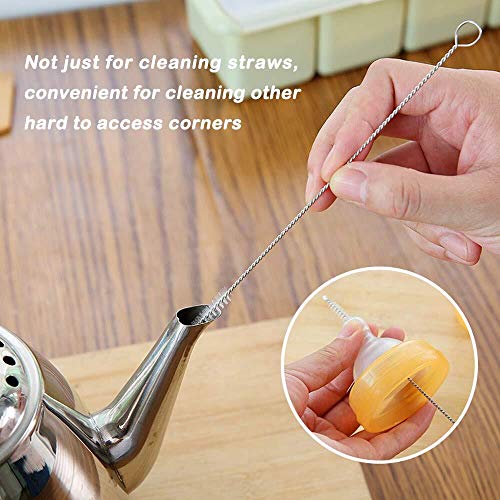 Drinking Straw Cleaning Brushes Set, 9.45 Inches Pipe Tube Cleaner Nylon Bristles Stainless Steel Handle - Set of 10 - Thumbnail 4