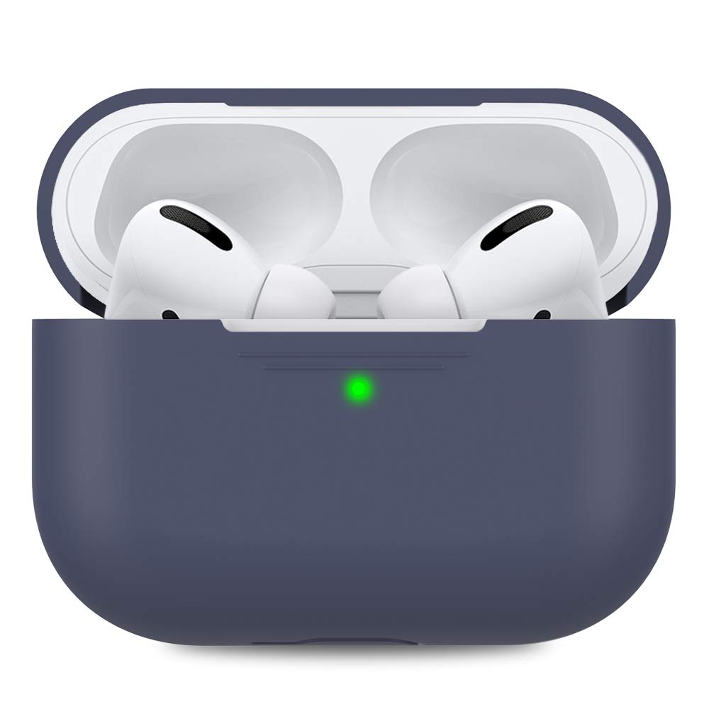 AHASTYLE AirPods Pro Case Protective Cover [Front LED Visible] Compatible with Apple AirPods Pro 2019 (Without Carabiner, Midnight Blue)