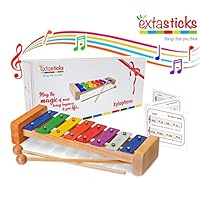 Extasticks Xylophone for Kids - Baby Xylophone with Wooden mallets + Song Book & mesh Bag - Musical Instruments for Toddlers - Music Toys for Children - 100% Non-Toxic