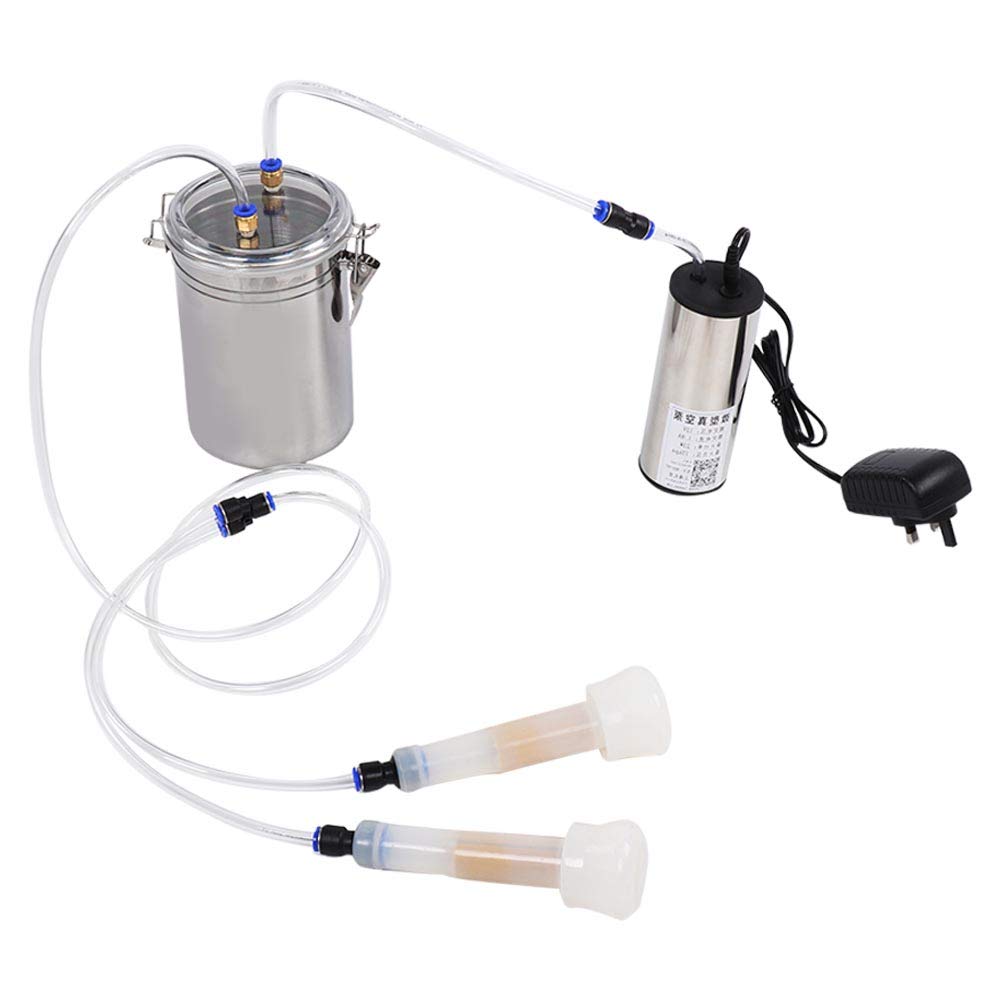 Cow Milking Machine 2L Electric Milking Machine Portable Stainless Steel Cattle Milking Machine Vacuum Sheep Goat Milker for Home Small-scalefarm(for Cow)