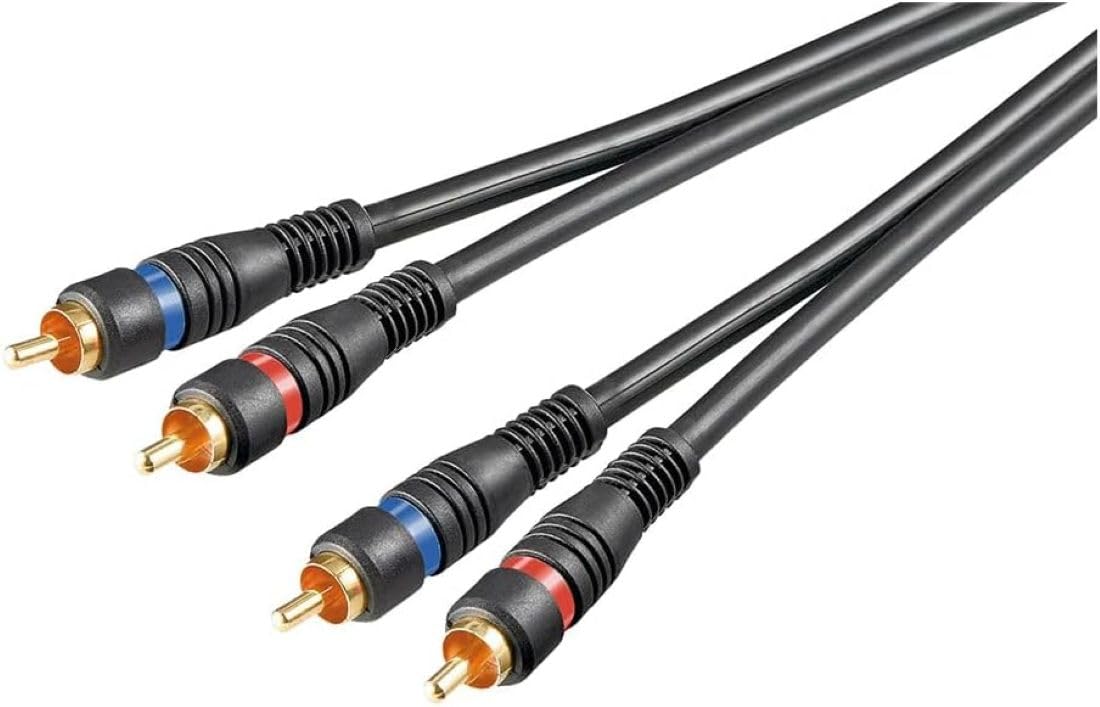 Goobay 50119 Stereo RCA cable 2x RCA, Double Shielded, Black, 3 m Cable Length