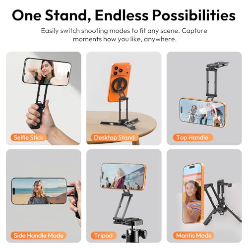 ULANZI SK29 Mini Magnetic Smartphone Tripod, Hidden Hook, 360° Rotation Mount, Foldable Cell Phone Holder, Mobile Accessories for MagSafe, Selfie Stick Tripod in Aluminium for iPhone 17/16/15/14/13/12