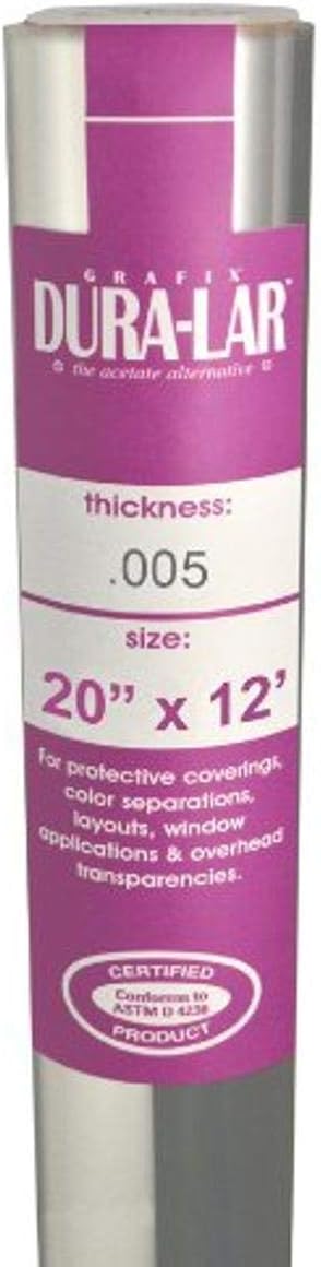 Grafix Clear 0.005 Dura-Lar Film Roll, 20-Inch by 12-Feet