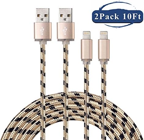 Fenergy 2-Pack Certified Nylon Braided Lightning to USB Cable for iPhone iPad iPod - (10 Feet / 3 Meter)