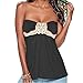 Women Strapless Ruched Tube Top Shirt,Backless Stretchy Tunic Shirt for Women (M, Black)