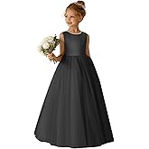 GETCUTE O-Neck Flower Girl Dress Satin Tulle First Communion Dresses Wedding Party Gown Pearls with Bowknot