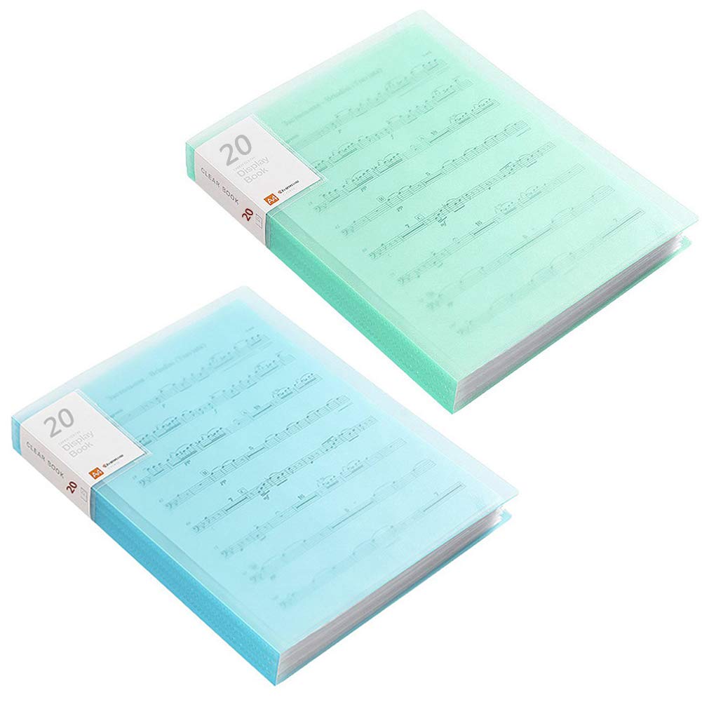 BESLIME Display Folders Transparent Information Booklet Insert Bag Multilayer Folder Plastic Folder,Blue,Green,2pcs