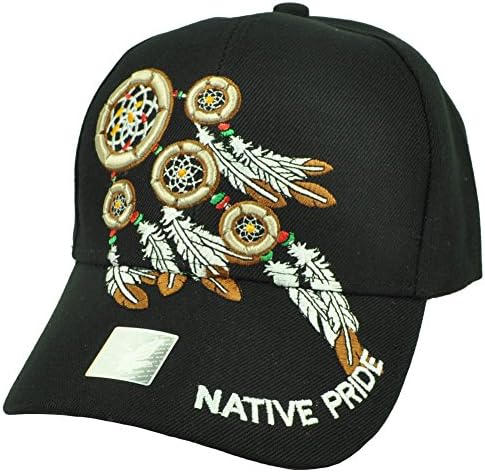 Native Indian American Pride Dream Catchers Symbol Feather Black Hat Curved Bill