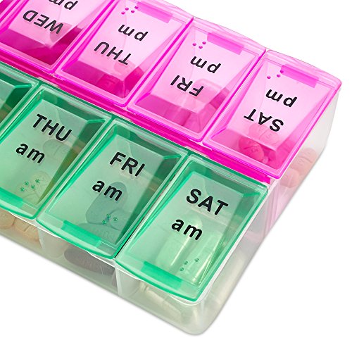 MEDca Weekly Pill Organizer, Twice-a-Day, 1 Pill Organizer New Attractive Coloring