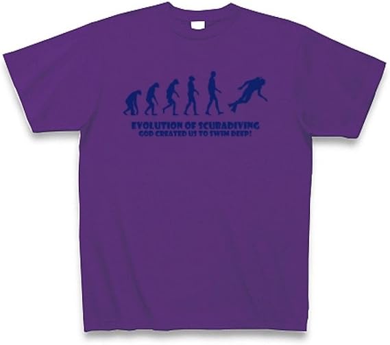 Amazon クラブティー Clubt スキューバダイビングへの進化過程 進化シリーズ7 Tシャツ パープル S パープル オリジナルプリント 通販