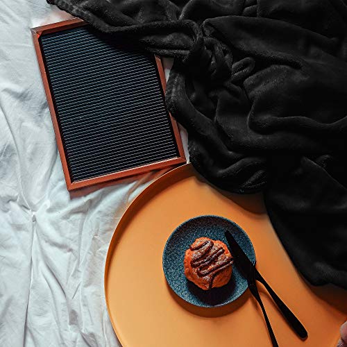 Edow Flannel Throw Blanket, Soft Plush Lightweight Nap Throw Blanket for Couch, Sofa, Bed, Travel. (Black, Throw(40"x60")) - Thumbnail 3
