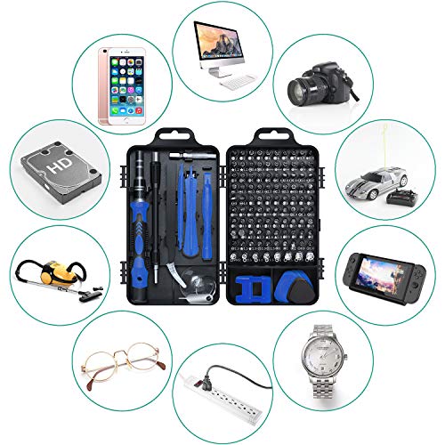 Gocheer Screwdriver Set,115 in 1 Magnetic Screwdriver Bit Set,Mini Precision Magnetic Hand Work Repairing Tools with Case For Iphone,PC,Watch,Laptop,Glasses,Electronics,Jewelers
