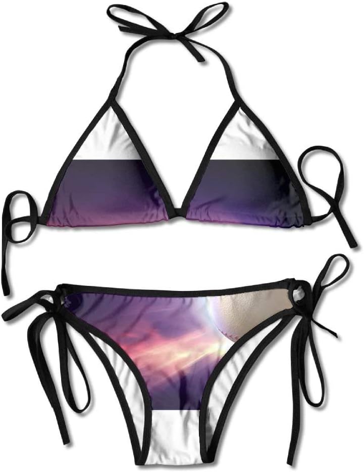 Baseball Art Bikini Women's Summer Swimwear Triangle Top Bikinis Swimsuit Sexy 2-Piece Set