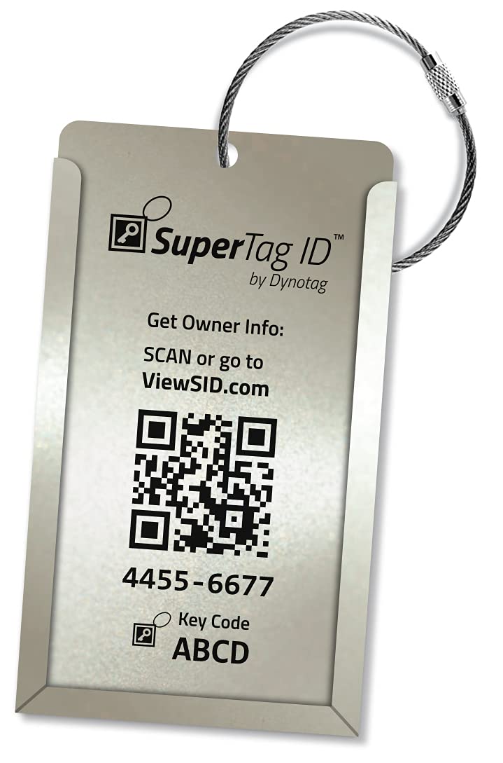Dynotag® Web Enabled QR Smart Aluminum Convertible Luggage Tag w. Steel Loop