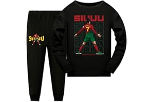 shumintaojin Cotton Pajamas Kids Boys' Pajama Set Long Sleeved T-Shirt Football Star Cartoon Clothes Ronaldo NO.7 5-13Years