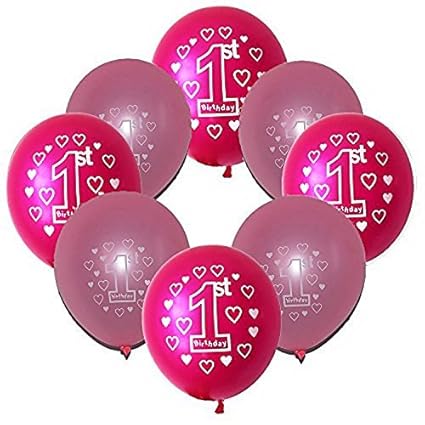 Baby Girl First Happy Birthday Party Latex Pink And Rose Red Color