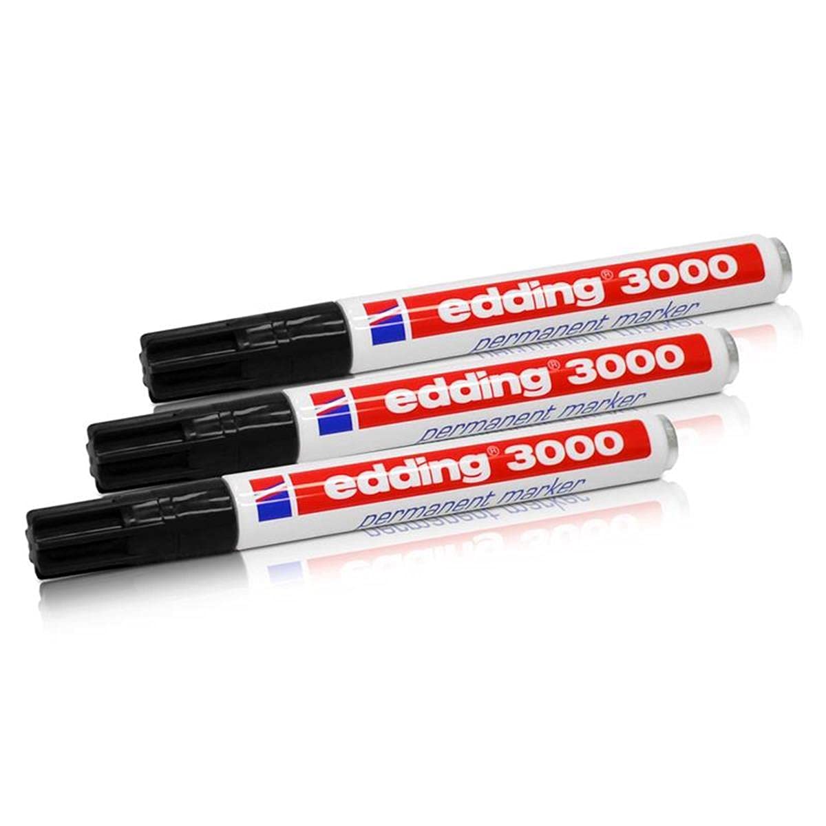edding 3000 Permanent Marker 1.5-3 mm Refillable Black Pack of 3