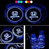 Lntly LED Car Logo Cup Holder Pad Waterproof Bottle Drinks Coaster Built-in Light 7 Colors Changing USB Charging Mat LED Cup Mat Car Atmosphere Lamp 2PCS