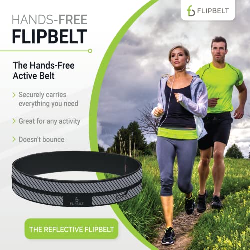 FlipBelt Reflective Running Belt Reflective Black, Extra Large