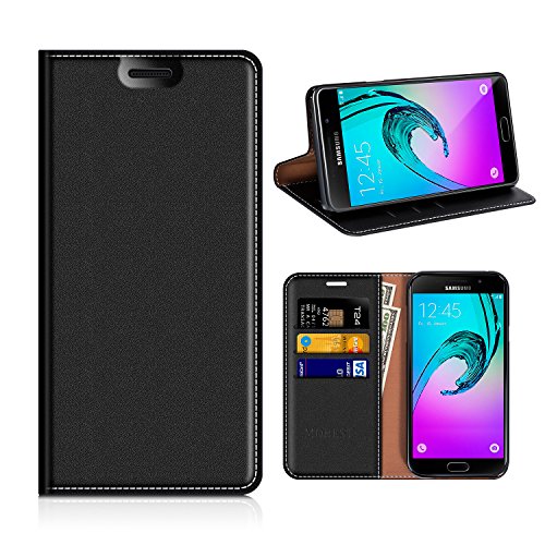 Samsung Galaxy A5 2016 Wallet Case, Mobesv Samsung A5 2016 Leather Case/Phone Flip Book Cover/Viewing Stand/Card Holder for Samsung Galaxy A5 (2016), Black