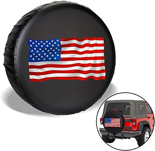 Big Hippo 17 inch Tire Cover Universal Fit for Jeep, Trailer, RV, SUV, Truck and Many Vehicle, Weatherproof Tire Protectors,PVC Leather Spare Tire Cover American Flag Wheel Covers