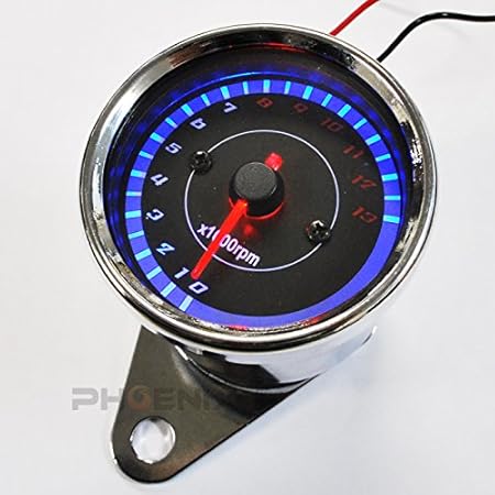 Amazon バイク 二輪 スクーター Atv バギー トライク 12v Led 電気式 汎用 レブ rpm タコメーター 黒 メッキ タコメーター 車 バイク