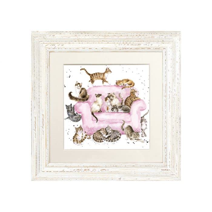 Wrendale Designs Cat Framed Picture in Frame Cattitudue (White)