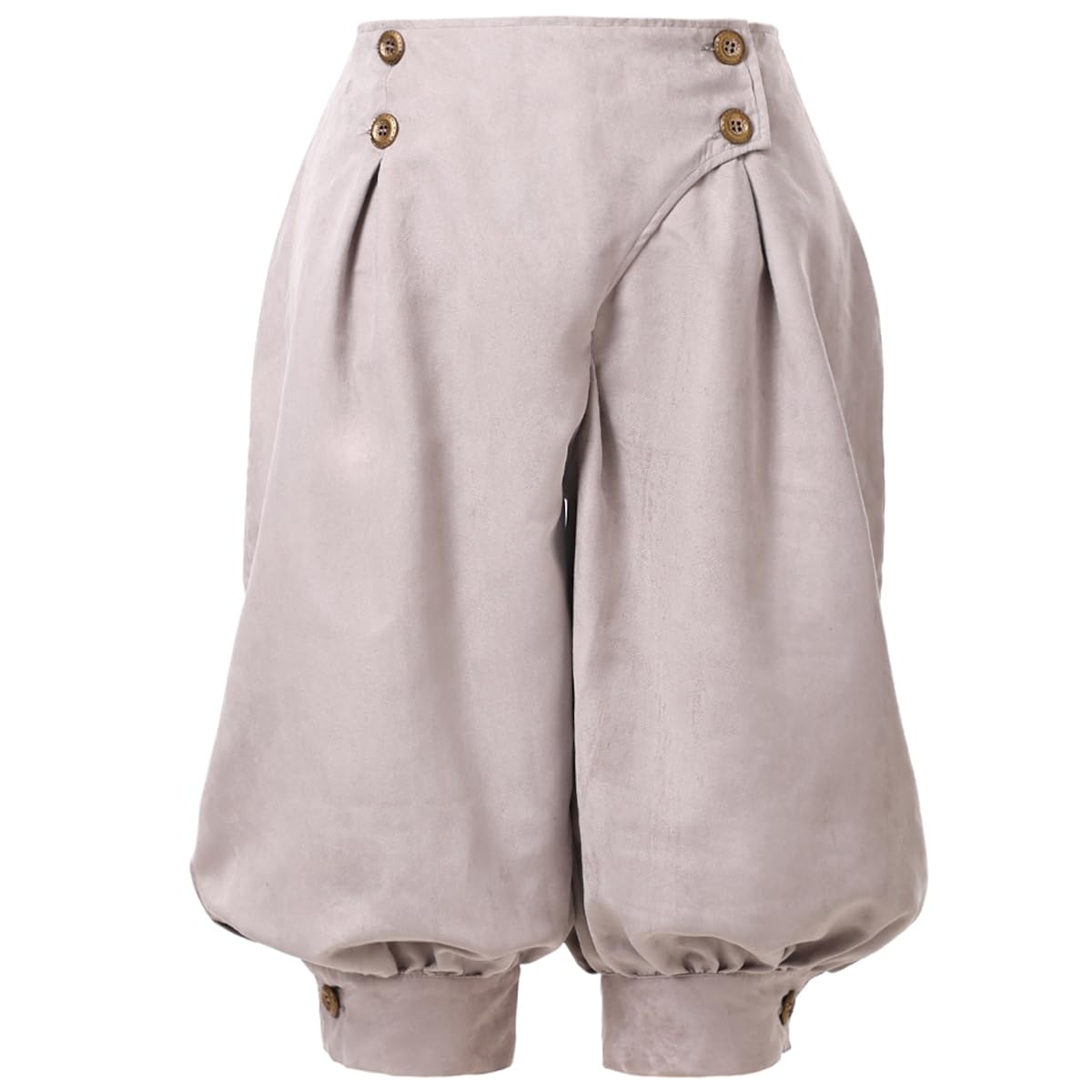 GRACEART Women's Renaissance Bloomer Pants Medieval Vintage Knickers Pirate Trousers High Waist Double Breasted Shorts Grey