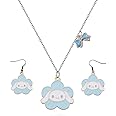 Little Piggy Children Kids Girls Cute Puppy Necklace Earrings Cute Cartoon Jewelry Set Kawaii Cartoon Necklace Earrings