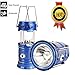 3-in-1 Rechargeable Solar Ultra Bright Led Camping Lantern & Portable Outdoor Survival Lamp for Fishing ,Emergency,Hurricanes,Hiking,Hunting,Storm (Blue)