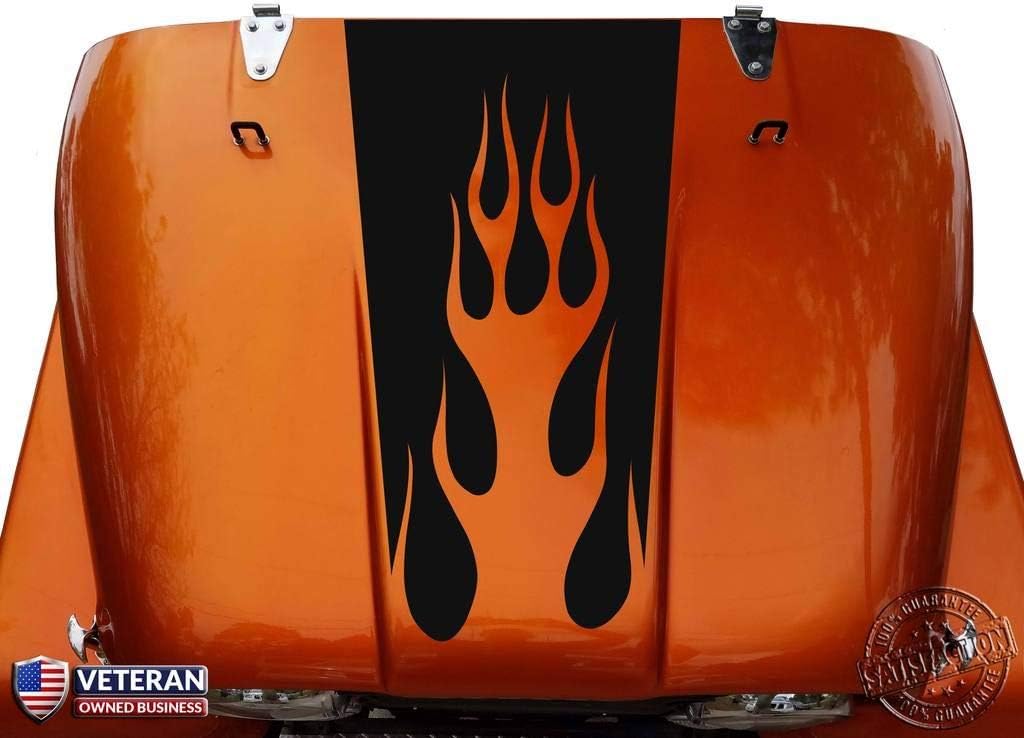Hood Blackout Flames Vinyl Graphic Decal Fits Jeep CJ Silver Metallic 0214