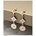 Women's Fashion Earrings Korean Style Three Icon Drop Earrings Stainless Steel Rose Gold (White)